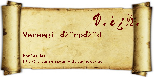 Versegi Árpád névjegykártya